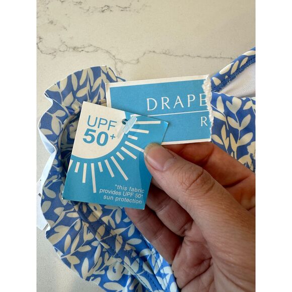 NWT Draper James Summer Picnic Ruffle Bikini Top and Bottom Blue Floral Size XS - Picture 3 of 11